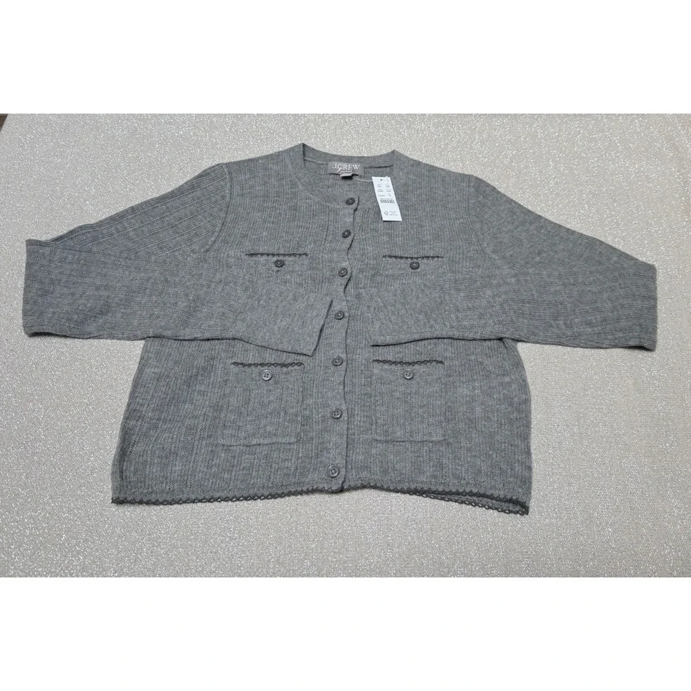 NWT J. Crew Sz M Featherweight Cashmere Pointelle Cardigan $138 - Picture 4 of 8